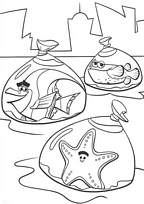 coloriage les amis de nemo se sauvent dans des sacs